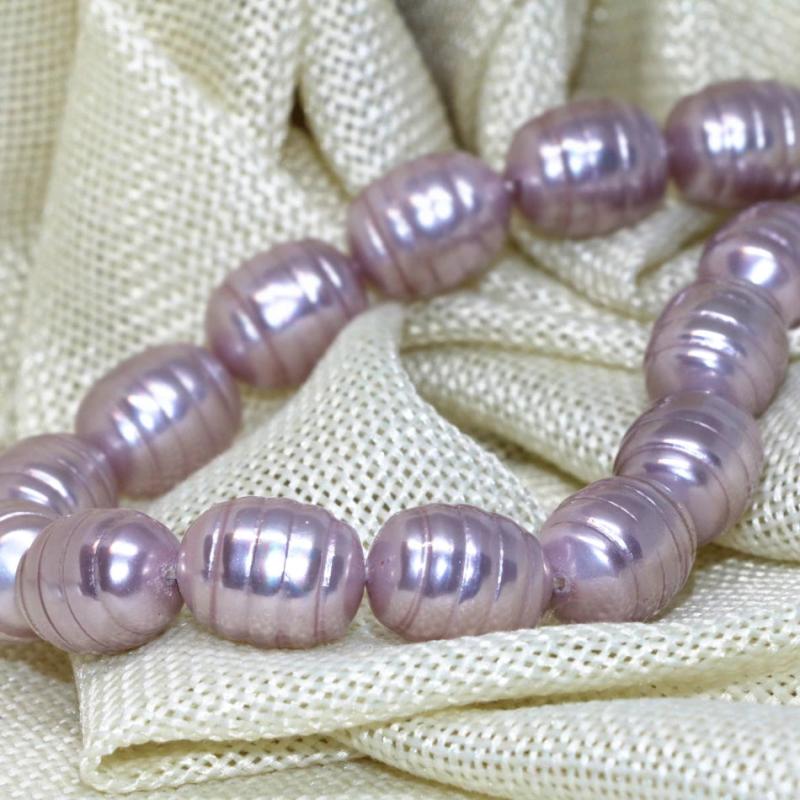 Purple Shell Pearl Barrel Oval Loose Beads 15inch