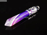 Purple Stripe Agate Hexagonal Pointed Pendant Necklace Earrings