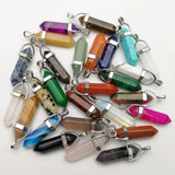 Crystal Prism Pendant Rose Quartz Tiger's Eye Opal Charms DIY Jewelry
