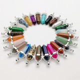 Crystal Prism Pendant Rose Quartz Tiger's Eye Opal Charms DIY Jewelry