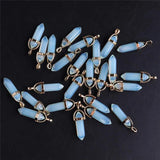 Crystal Prism Pendant Rose Quartz Tiger's Eye Opal Charms DIY Jewelry