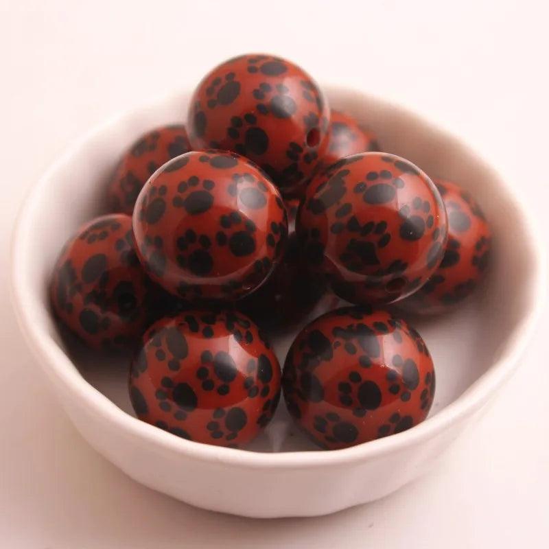 Brown Chunky Acrylic Paw Beads, 100pcs for Kids Necklace