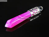 Pink Stripe Agate Long Hexagonal Pointed Healing Necklace Earrings