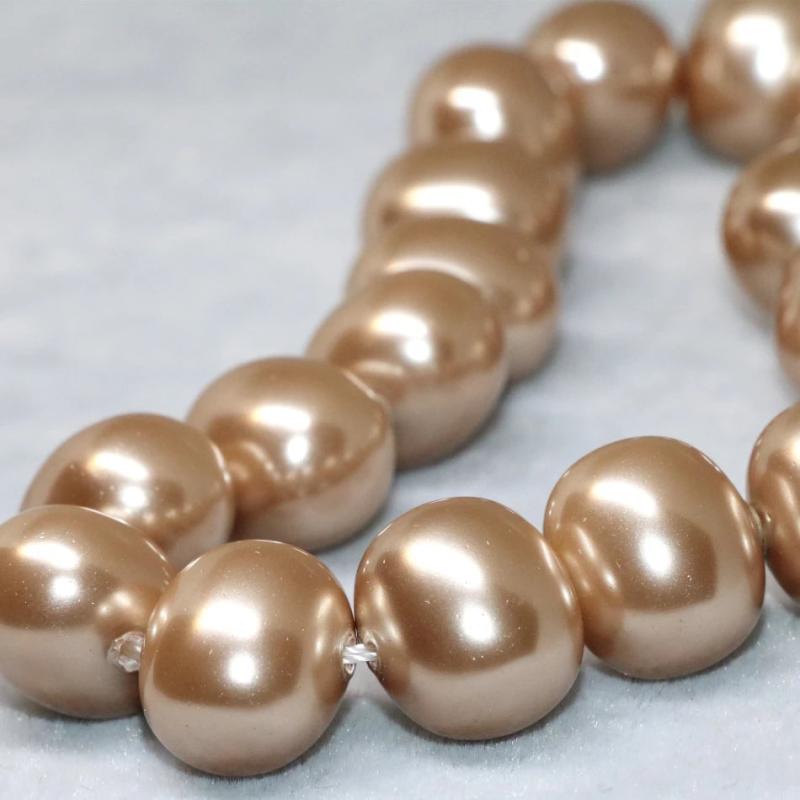 Champagne Shell Pearl Oval Top Beads 15inch