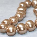 Champagne Shell Pearl Oval Top Beads 15inch