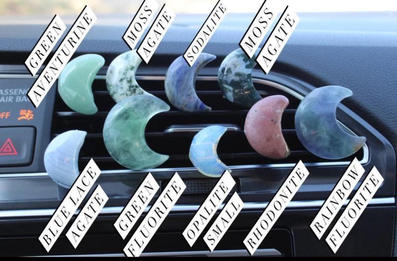 12pcs Natural Crystal Stone 30mm Moon Car Air Outlet Decoration