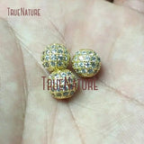 10Pcs Clear Zircon Micro Pave Copper Beads 8mm