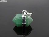 Green Aventurine Nugget Hexagonal Pointed Pendant Beads 10Pcs