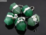 Green Aventurine Nugget Hexagonal Pointed Pendant Beads 10Pcs