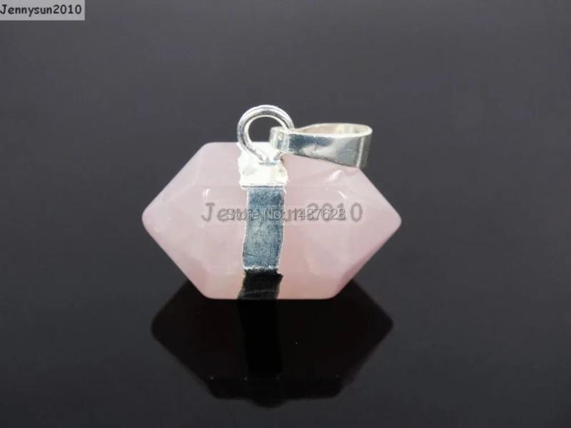 Rose Quart-z Gems Stones Pendant Charm Beads 10Pcs