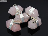 Rose Quart-z Gems Stones Pendant Charm Beads 10Pcs
