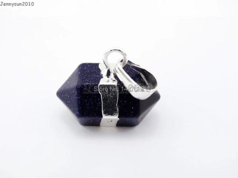 Natural Sand Gems Stones Hexagonal Pointed Reiki Chakra Pendant Beads