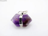 Natural Amethyst Stones Hexagonal Reiki Chakra Silver Pendant 10Pcs