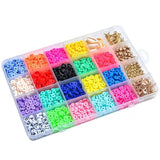 24 Grid DIY Soft Pottery Beads 6mm Flat Round Polymer Clay Persian Bead Kit