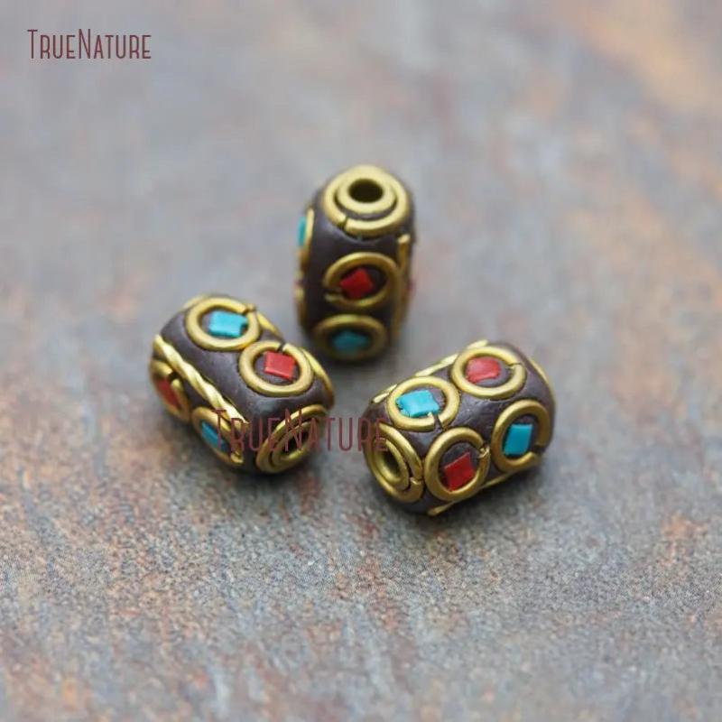 Big Hole Copper Mosaic Art Loose Beads 8x12mm