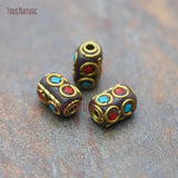 Big Hole Copper Mosaic Art Loose Beads 8x12mm