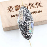 5Pcs Natural Green Abalone shell Nuggets CZ Paved Gems Oval Beads