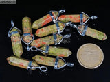 Unakite Gems Stones Hexagonal Pointed Pendant Beads 10Pcs/Pack
