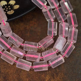 Faceted Tube Beads Clear Rose Quartz Loose Beads Strands 10*14mm