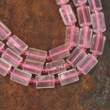 Faceted Tube Beads Clear Rose Quartz Loose Beads Strands 10*14mm