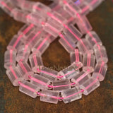 Faceted Tube Beads Clear Rose Quartz Loose Beads Strands 10*14mm
