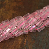 Faceted Tube Beads Clear Rose Quartz Loose Beads Strands 10*14mm