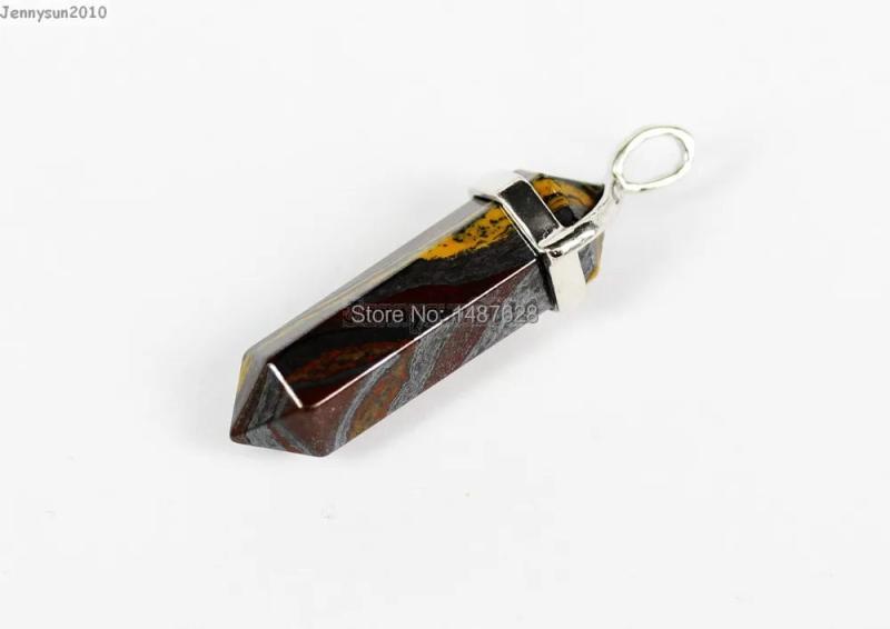 Tigereye Iron Gems Hexagonal Healing Pendant Necklace Earrings