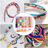 Polymer Clay Beads Elastic Strings Pendant Charms Flat Round Letter Bead