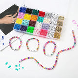 Polymer Clay Beads Elastic Strings Pendant Charms Flat Round Letter Bead