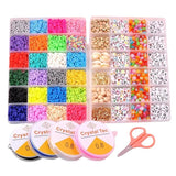 Polymer Clay Beads Elastic Strings Pendant Charms Flat Round Letter Bead