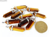 Tiger's Eye Hexagonal Pointed Healing Pendant Beads 10Pcs