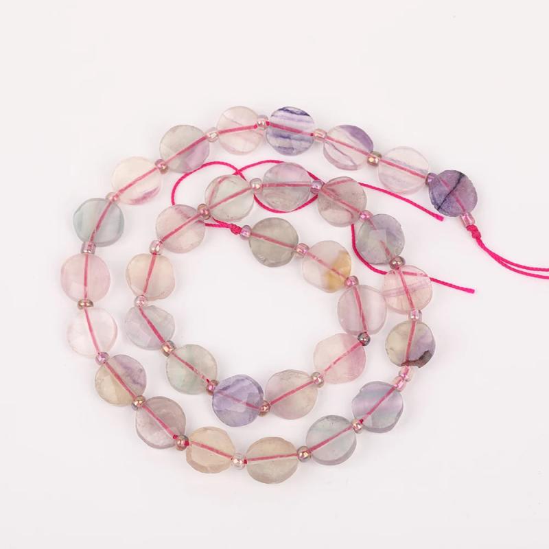 10mm Purple Fluorite Stone Flat Slice Beads Pendant Jewelry DIY