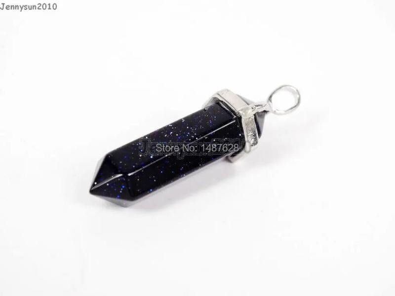 Sand Gems Stones Hexagonal Pointed Healing Pendant Beads