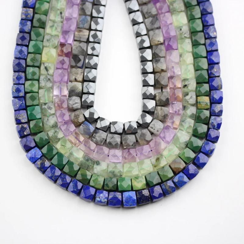 Raw Natural Stones Beads Jewelry, Cube Shape Beading Earrings Bracelets
