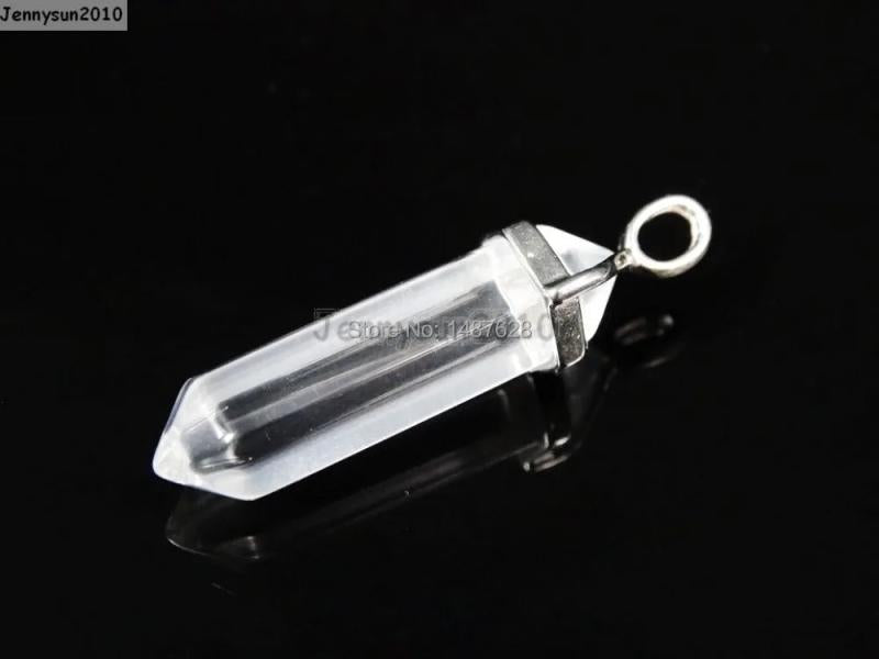 Clear Crystal Rock Pendant Necklace Earrings Set