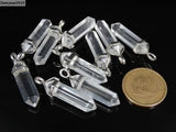 Clear Crystal Rock Pendant Necklace Earrings Set