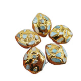 5 Pcs Larimar Stone Beads 24K Plated Edge for Jewelry Making