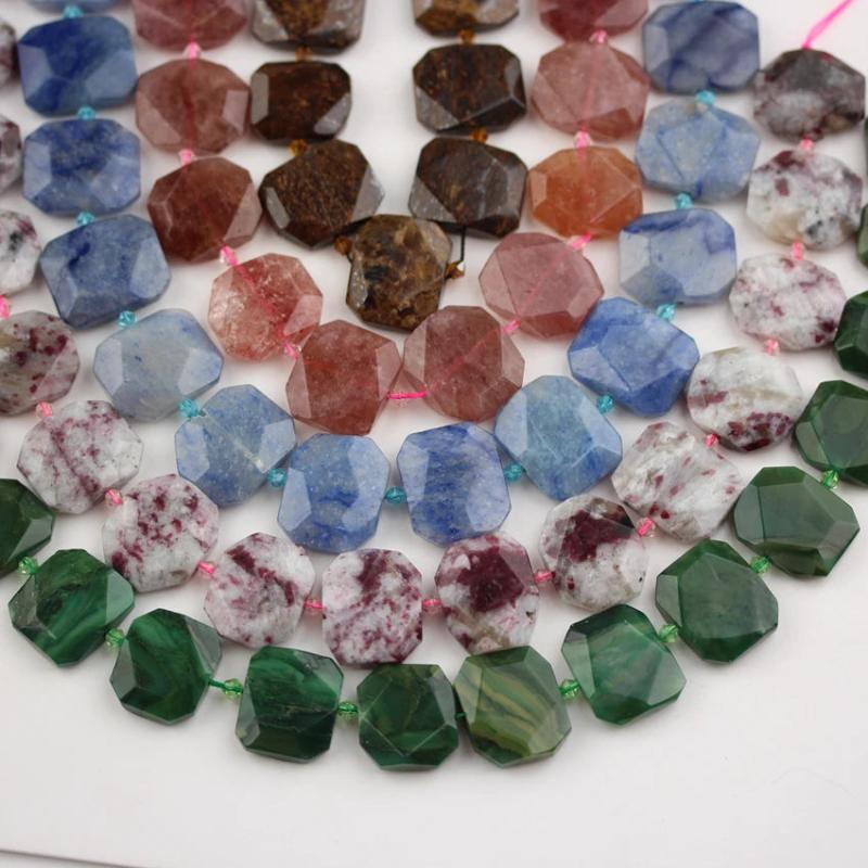 Mixed Gemstone Polished Faceted Slab Beads 20x25mm