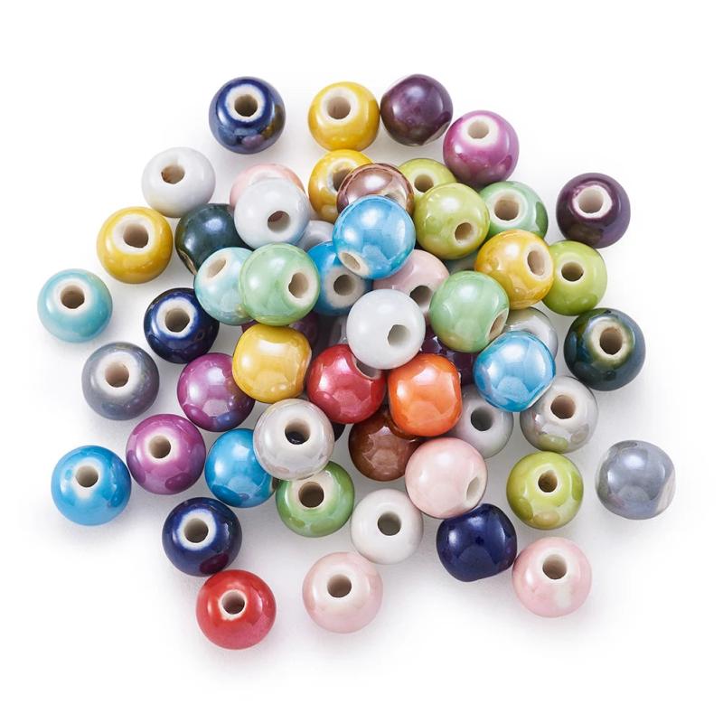100pcs 10mm Porcelain Beads Round Ceramic Spacer Beads Lot DIY Crafts