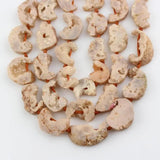 Natural Geode Drusy Moon Shape Beads, Druzy Agates Stone Slices Pendant Necklace