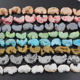 Natural Geode Drusy Moon Shape Beads, Druzy Agates Stone Slices Pendant Necklace