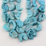 Natural Geode Drusy Moon Shape Beads, Druzy Agates Stone Slices Pendant Necklace