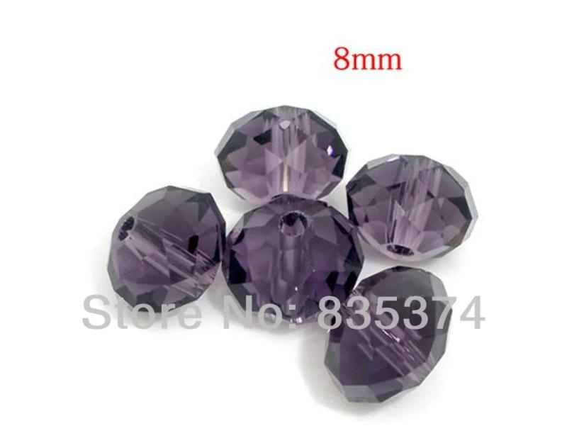 400 pcs Violet Cut & Faceted Glass Beads 8mm