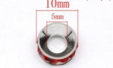50 Pcs Red Rhinestone Rondelle Christmas Bead 11mm