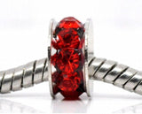 50 Pcs Red Rhinestone Rondelle Christmas Bead 11mm