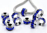 50 Pcs Christmas Rhinestone Rondelle Beads for Charm Bracelet 11mm