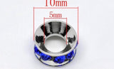 50 Pcs Christmas Rhinestone Rondelle Beads for Charm Bracelet 11mm