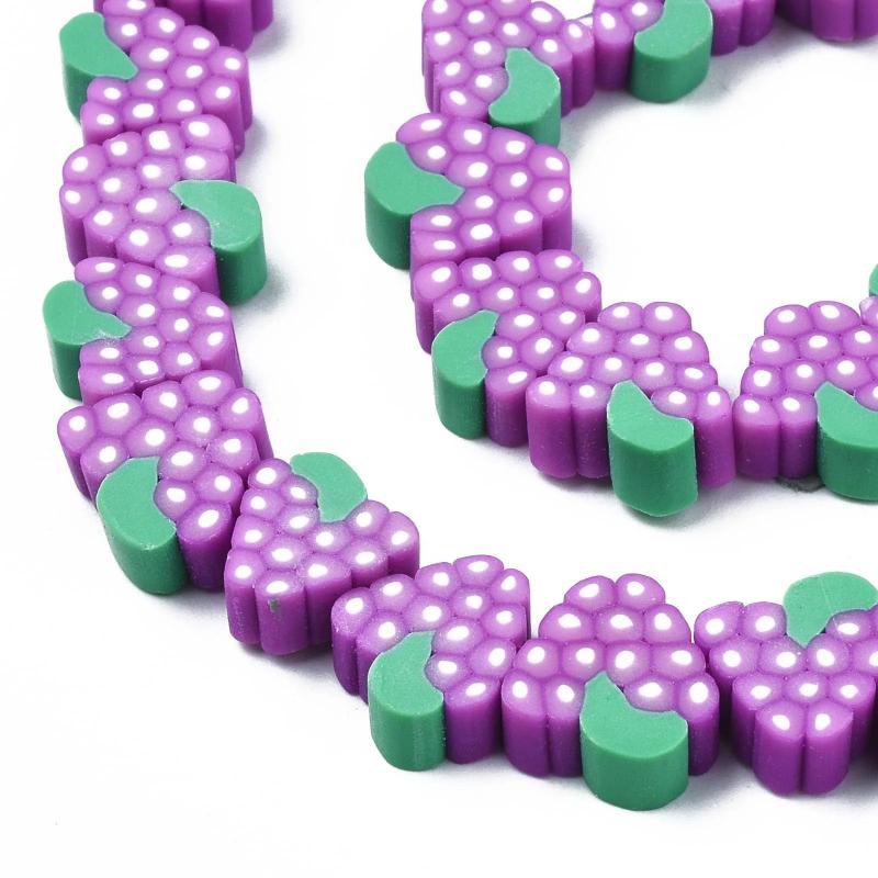 10strand Fruit Beads Purple Pink Polymer Clay Grape Spacer Beads