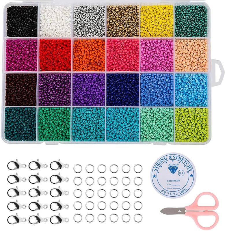 Glass Seed Beads Kit: Clasps, Cord, DIY Jewelry Making