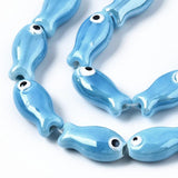 34pcs Fish Shape Glazed Porcelain Ceramic Beads for DIY Jewelry Making
